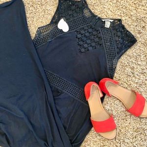 H&M navy maxi dress